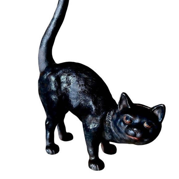 Cast Iron 1920's Black Cat Door Stopper Excellent Vintage Condition - Picture 12 of 13